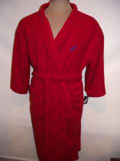 NWT $65 Mens Nautica Plush Red Fleece Robe One Size  