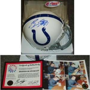  Brandon Stokley Signed Colts Riddell Mini Helmet Sports 