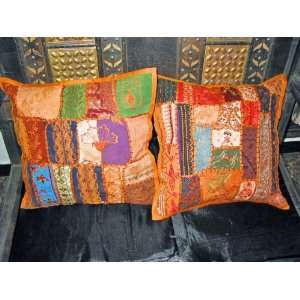 Pillow Cover Christmas Gift Stunning Orange Patch Work Cushion Covers 