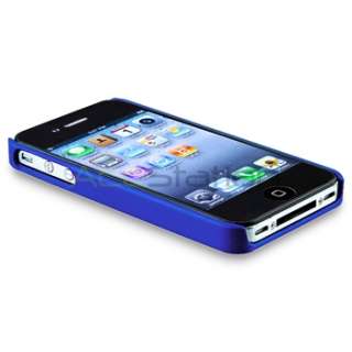Blue w/ Chrome Hole Hard Case+Car+US Home Charger+Cable Kit For iPhone 