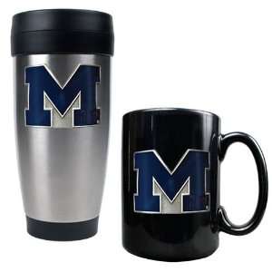 Michigan Wolverines NCAA Stainless Travel Tumbler And Ceramic Mug Set