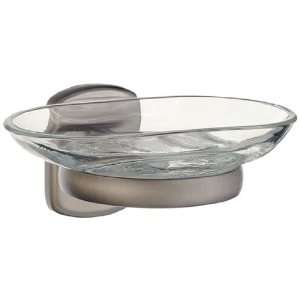   Nickel Glass Soap Dish Holder 4 1/8 inch Depth