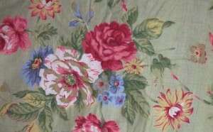 Rachel Ashwell Fabric CHESTERFIELD Sage Green Tulips Roses Cotton 