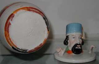 Antique Conta & Bohme Tobacco Jar Barrel Box w Clown  