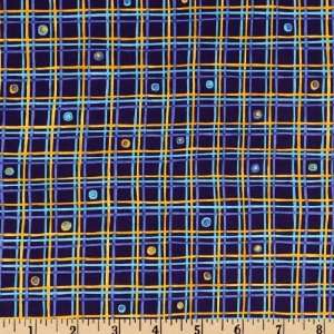  43 Wide Geometric Dotted Plaid Indigo Fabric By The Yard 