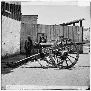 Civil War Reprint Richmond, Virginia. Whitworth gun on wharf awaiting 