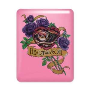  iPad Case Hot Pink Heart and Soul Roses and Motorcycle Engine 