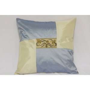 Sky Blue and Light Cream Decorative Silky Cushion Covers Floral Series 