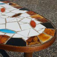 Mid Century Modern Boomerang Wood Tile Coffee Table  