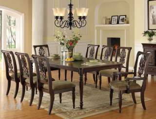 NEW 9PC CONELLE CAPPUCCINO WOOD DINING TABLE SET CHAIRS  