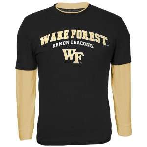  Wake Forest Demon Deacons Black Double Layer Long Sleeve T 