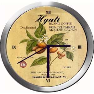  HYATT 14 Inch Coffee Metal Clock Quartz Movement Kitchen 