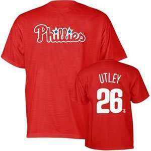   Utley (Philadelphia Phillies) Name and Number T Shirt (Red) (Medium