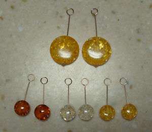 Swinging Amber INTERCHANGEABLE Earring Charms YG or SS  