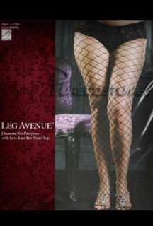 Leg Avenue Plus Size Diamond Pantyhose Lace Boyshort  