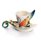 FZ01672 Tiger Swallowtail Franz Porcelain cup wth spoon