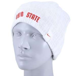  Nike Ohio State Buckeyes White Ladies Striped Beanie Cap 