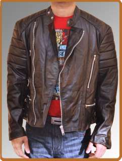 Brando Motorcycle Black Biker Genuine Leather Jacket Mens Heavy Duty 
