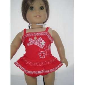 Red Two Piece Swimsuit for 18 Inch Dolls Including the 