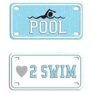   Art Warehouse Swim Collection License Plates, Pool Heart 2 Swim