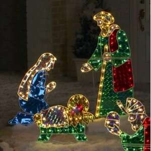  LIGHTED CHRISTMAS NATIVITY 3PC HOLY FAMILY YARD DECOR 