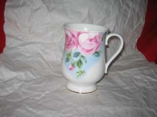 Sutherland Pink Roses footed fine bone china mug cup  