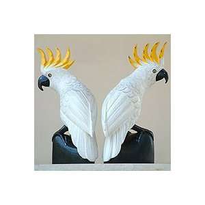  Wood sculptures, White Cockatoos (pair)