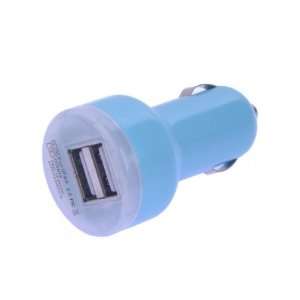 Mini *BULE * USB Dual Double Ports Car Charger Power Adapter For Apple 