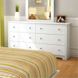 South Shore Breakwater 6 Drawer Double Dresser in Pure White Finish 