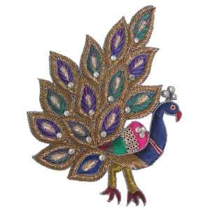 1 Pc Peacock Sequin Bullion Embroidery Zircon Applique 