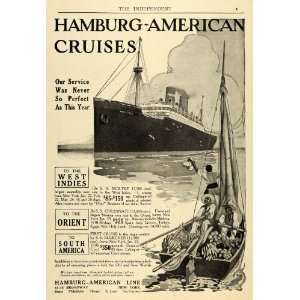  1910 Ad Hamburg American Line Moltke Cruise Ship Indies 