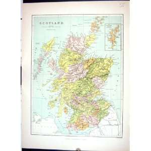   Map Scotland 1886 Orkney Shetland Hebrides Islay Bute
