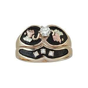 Black Hills 10k Gold Womens Diamond Bridal Set with Engagement Ring 