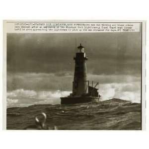   Rock Lighthouse,Lake Superior,Dark Clouds,1961