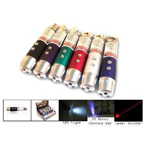  6x 3in1 LED Flash Light Laser Pointer Ultraviolet Uv Torch 