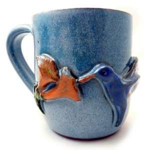  Hummingbird Hand Sculpted Stoneware Mug, 20 ounce, Made in 
