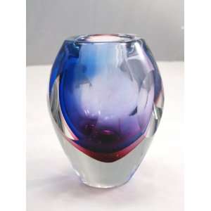  Murano Glass Vase Mouth Blown Art Rainbow Sommerso Vase 