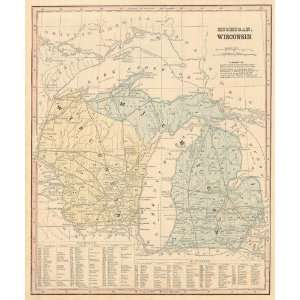    Smith 1860 Antique Map of Michigan & Wisconsin