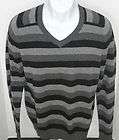 ZARA MEN Black Gray Striped Sleeveless V Neck Sweater Vest Sz L  