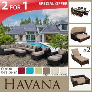  OUTDOOR PATIO FURNITURE WICKER & SUNBED & 2 CHAISES & MED 