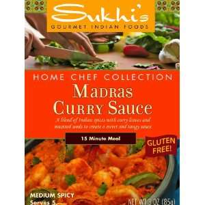Sukhis Gluten Free Madras Curry Sauce, 3 Ounce Packets (Pack of 6 