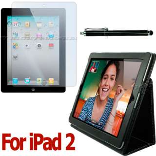  STAND CASE COVER LCD SCREEN PROTECTOR STYLUS FOR APPLE IPAD 2  