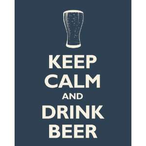  Keep Calm and Drink Beer, archival print (navy)