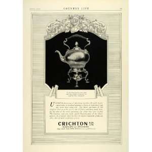  1925 Ad Crichton Goldsmith Silversmiths Silver Kettle Lamp 