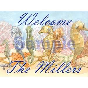  Seahorses Tropical Personalized Ceramic Welcome Sign 