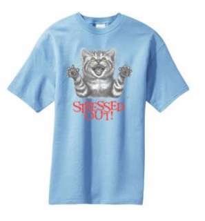 Stressed Out Cat Funny T Shirt  S  6x  Choose Color  