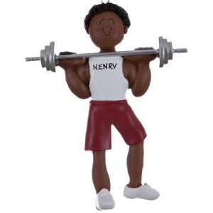 Personalized Ethnic Weightlifter   Male Christmas Ornament  