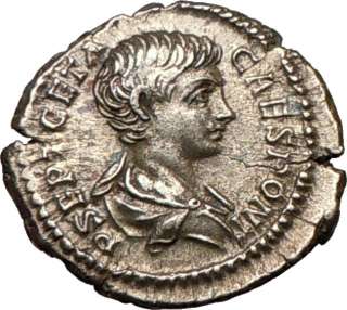 GETA 199AD Authentic Ancient Rare Silver Roman Coin NOBILITAS w 