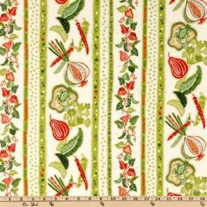   Vegetable Stripe White/Green Fabric By The Yard Arts, Crafts & Sewing