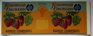 KINGWOOD ORCHARDS Loganberries Old Can Label Salem OR  